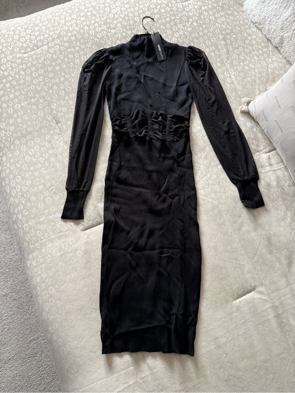 Fashion Nova Black Long Sleeve Midi Dress